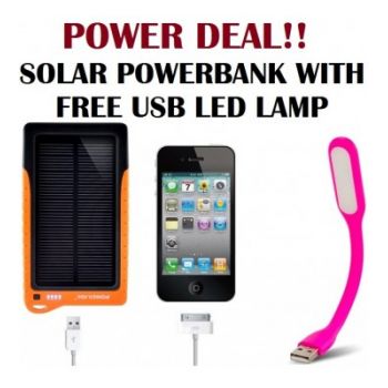 Power Deal  Solar PowerBank 7200Mah With Free USB LED Lamp Poweradd Apollo